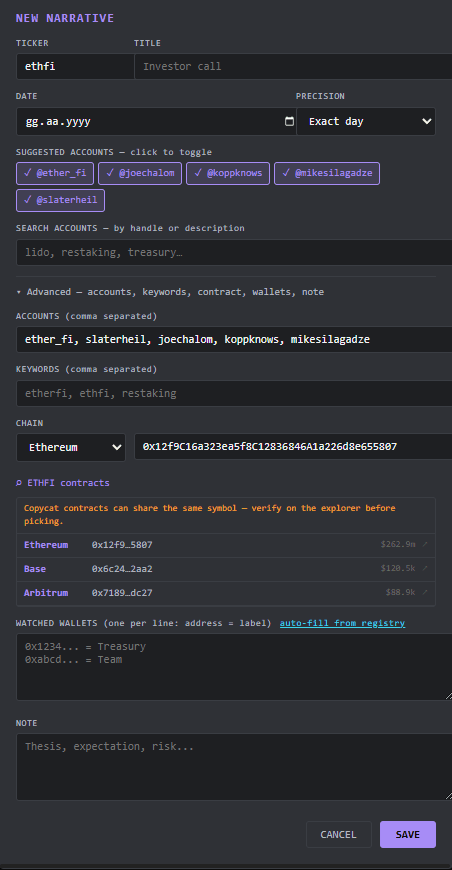 Narrative setup